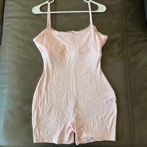 NWT SKIMS Pink Lace Trim Loungewear Romper